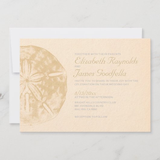 Beach Sand Dollar Wedding Invitations Kaart (Voorkant)