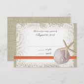 Beach Sand Dollar Wedding Response Kaart (Voorkant / Achterkant)