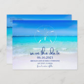 Beach Sand Dollar Wedding Save the Date Briefkaart (Voorkant / Achterkant)