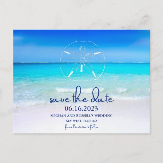 Beach Sand Dollar Wedding Save the Date Briefkaart (Voorkant)