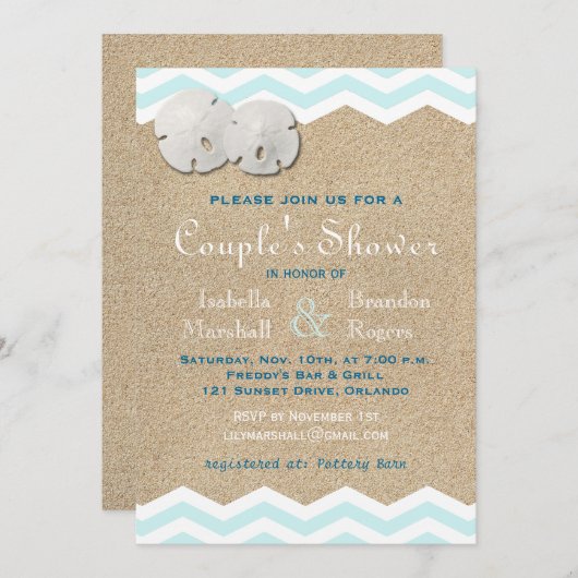 Beach Sand Dollars Couple's Invitation de douche (Devant / Derrière)
