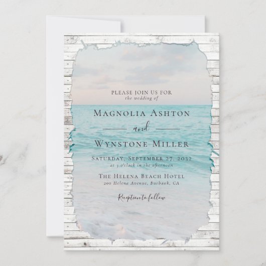 Beach Sand Elegant Tropical Modern Wedding Kaart (Voorkant)