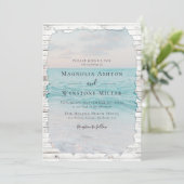 Beach Sand Elegant Tropical Modern Wedding Kaart (Staand voorkant)