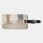 Beach, Sand, Foots, Waves, Personaliseert Bagagelabel (Achterkant horizontaal)