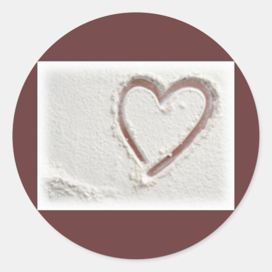 Beach Sand Heart Ronde Sticker (Voorkant)