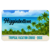 Beach Sand Ocean Palm Trees Cruise Room Monogram Magneet (Horizontaal)