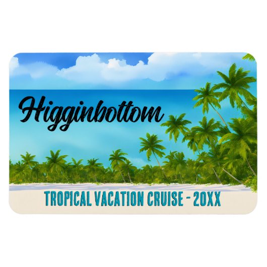 Beach Sand Ocean Palm Trees Cruise Room Monogram Magneet (Horizontaal)