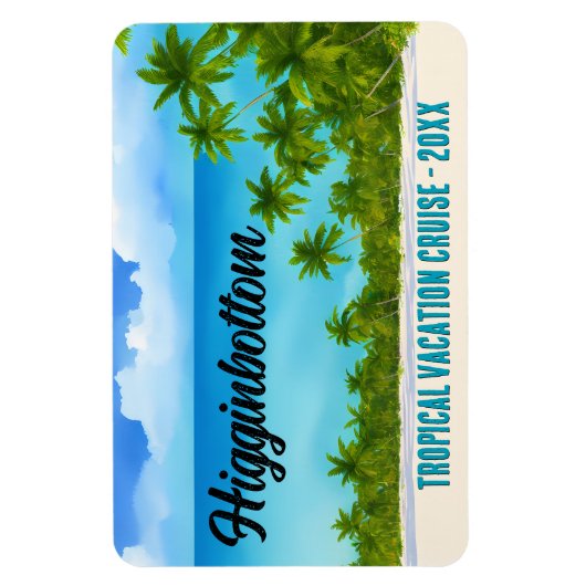 Beach Sand Ocean Palm Trees Cruise Room Monogram Magneet (Verticaal)