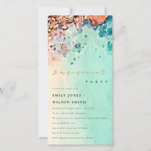 BEACH SAND ROCK WATERCOLOR FIANÇAILLES INVITATION