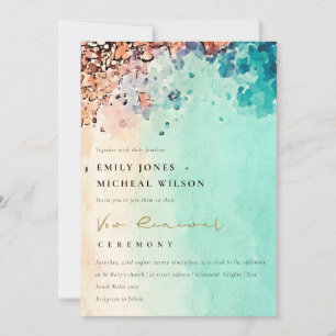 BEACH SAND ROCK WATERCOLOR VOW RENOWAL INVITATION