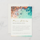 BEACH SAND ROCK WATERVERF WEDDING GEGEVENS INFORMATIEKAARTJE (Voorkant / Achterkant)