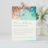 BEACH SAND ROCK WATERVERF WEDDING GEGEVENS INFORMATIEKAARTJE (Staand voorkant)