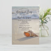 Beach Sand Seashell Wijn Glas Pensionering Kaart (Staand voorkant)