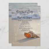 Beach Sand Seashell Wijn Glas Pensionering Kaart (Voorkant / Achterkant)