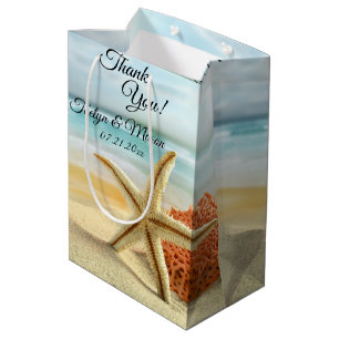 Beach, Sand, Starfish Weddenschap Bedankt Medium Cadeauzakje