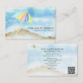 *~* Beach Sand Umbrella Zee QR Waterverf Ocean Visitekaartje (Voorkant / Achterkant)