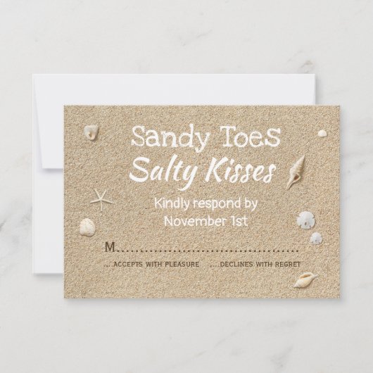 Beach Sand White Typography RSVP Kaartje (Voorkant)