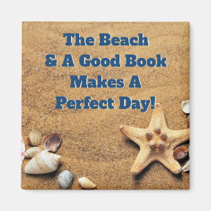 Beach Sand Zee Shell Good Book Club Bibliophile Magneet