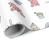 Beach Sandcastle Crab Shell Pail Kind Baby Cadeaupapier (Rol Hoek)