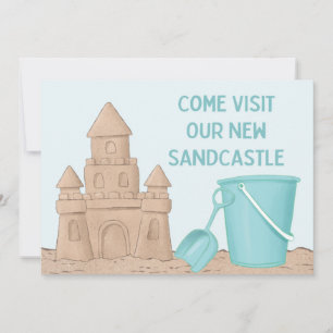 Beach Sandcastle Moving New Address Aankondiging