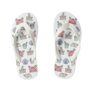 Beach Sandcastle Pail Crab Shell Pastel Kinder Teenslippers