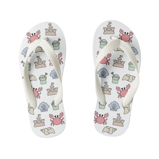 Beach Sandcastle Pail Crab Shell Pastel Kinder Teenslippers (Voetbed)