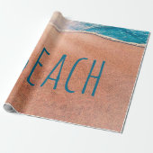Beach Sandy Shoreline Blue Ocean Wave Coastal Cadeaupapier (Uitgerold)