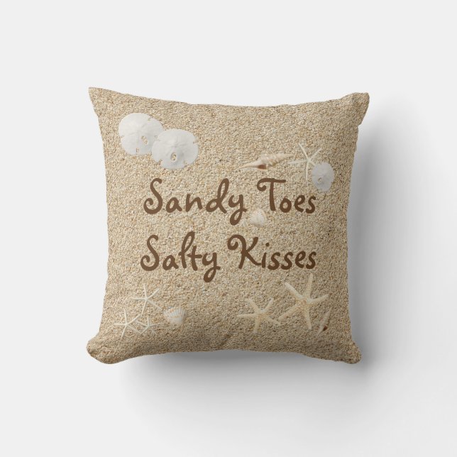 Beach Sandy Toes Salty Kisses Pillow Kussen (Voorkant)