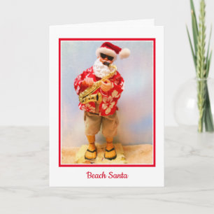 Beach Santa Christmas Card Kaart