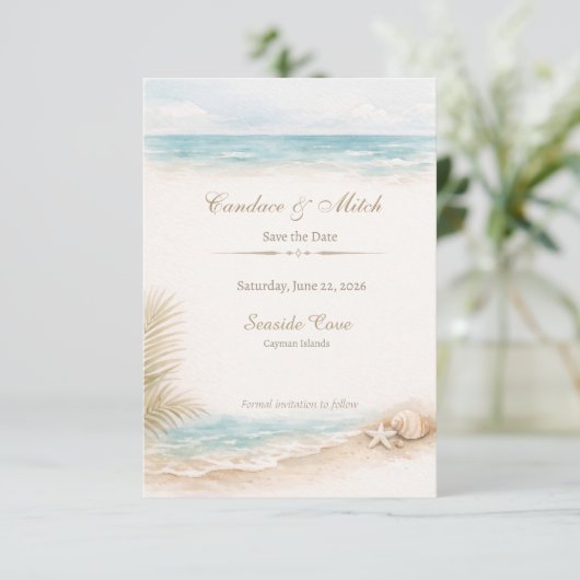 Beach Save the Date Card (Debout devant)