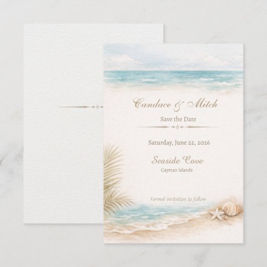 Beach Save the Date Card (Devant / Derrière)