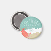 Beach Save the Date Crab Sand Ocean Waves Magneet (Voorkant / Achterkant)