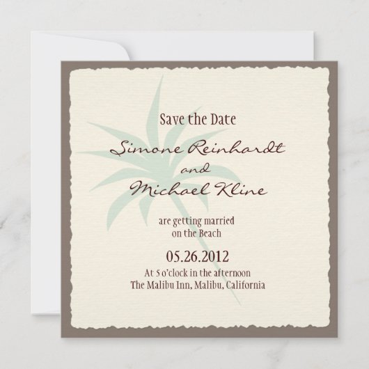 Beach Save the Date with Palm Trees (Voorkant)