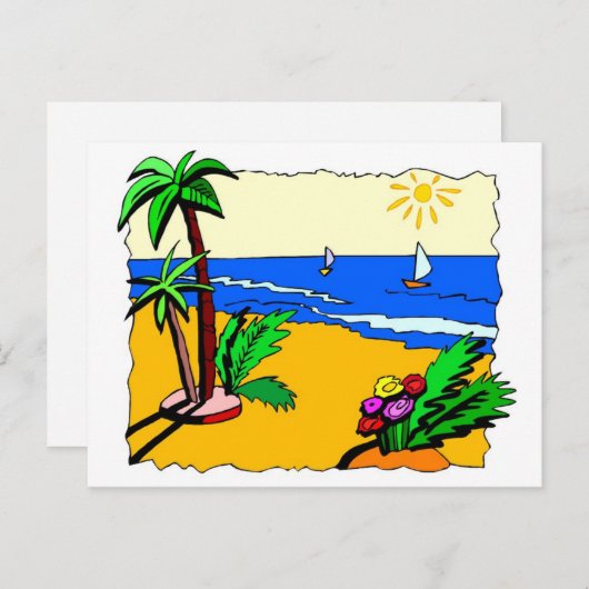 Beach Scene Briefkaart (Voorkant / Achterkant)