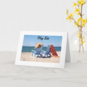 BEACH SCENE-FAVORITE SISTER'S GROTE DAG KAART (Gele Bloem)