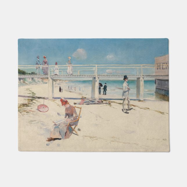 Beach Scene (feestdag bij Mentone) (Australische k Deurmat (Voorkant)