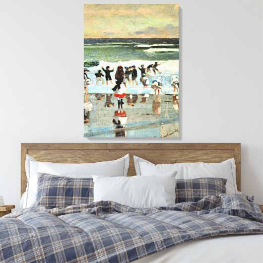 Beach Scene, fijn kunstschilderij, schilderen Canvas Afdruk (Insitu (Slaapkamer))