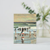 Beach Scene, fijn kunstschilderij,  schilderij Briefkaart (Staand voorkant)