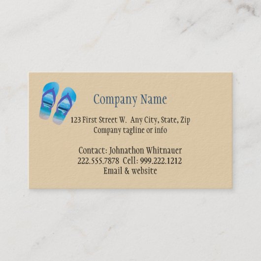 Beach Scene Flip Flop Fun Summer Vacking Art Visitekaartje (Voorkant)