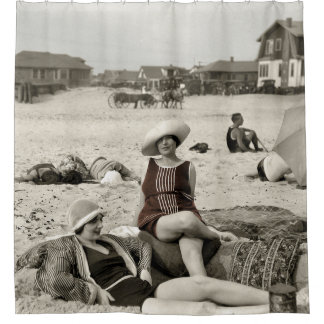 BEACH SCENE - jaren 20 Douchegordijn
