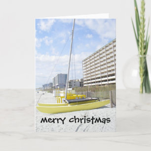 BEACH SCENE "MERRY CHRISTMAS" MET CATAMARAN FEESTDAGEN KAART