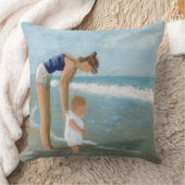 Beach scene met moeder en Baby Kussen (Deken)