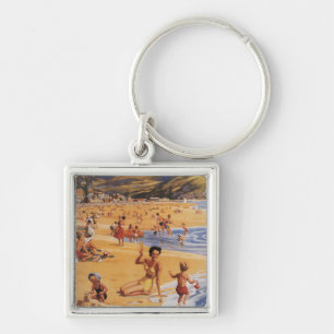 Beach Scene Moeder en Kinder British Rail Sleutelhanger