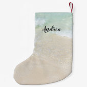 Beach Scene Name Sjabloon Kerstmis stoppen Kleine Kerstsok (Achterkant)