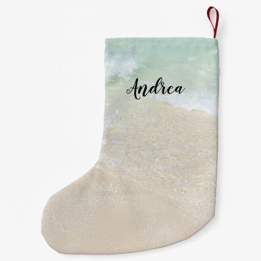 Beach Scene Name Sjabloon Kerstmis stoppen Kleine Kerstsok (Achterkant)