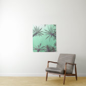 Beach Scene Pastel Blue Palm Print Wandkleed (In situ)