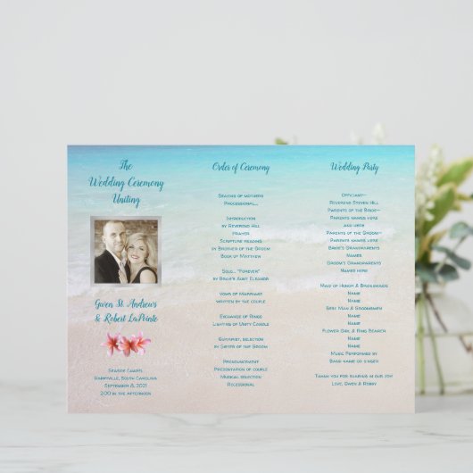 Beach Scene Photo Folded Ceremony Program (Staand voorkant)