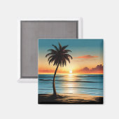 Beach Scene Refrigerator Magnet - Coastal Charm De (Recto/Verso)