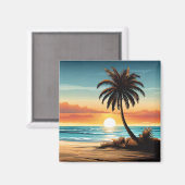 Beach Scene Refrigerator Magnet - Coastal Charm De (Recto/Verso)