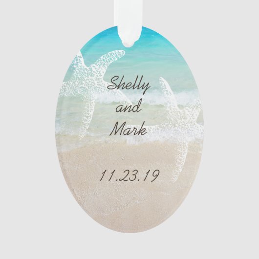 Beach Scene Starfish Wedding Favor Ornament (voorkant)